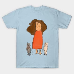 Cat Lady with two cats T-Shirt